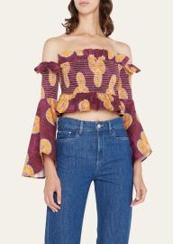 Autumn Adeigbo Isabella Off-The-Shoulder Cropped Blouse - at Bergdorf Goodman