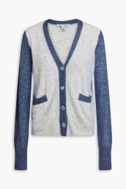 Autumn Cashmere Color block cashmere and silk blend cardigan at Autumn Cashmere