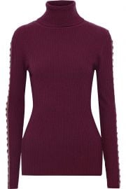 Autumn Cashmere Cutout ring-embellished ribbed merino wool-blend turtleneck sweater at The Outnet