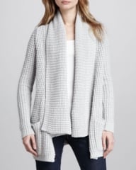 Autumn Cashmere Draped Waffle-Rib Cardigan at Neiman Marcus