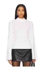 Autumn Cashmere Mock Neck Trumpet Sleeve With High Rib at Revolve