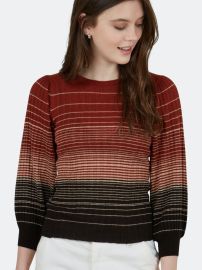 Autumn Cashmere Ombre Stripe Puff Sleeve Crew In Cognac / Brown at Verishop