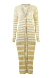 Autumn Cashmere Ombre Striped Ribbed Cardigan in Dune - Bleach White  at Alys Grace