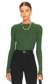 Autumn Cashmere Rib Crew Neck Top In Pickle at Revolve