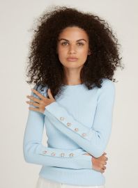 Autumn Cashmere Rib LS Crew Jewel Button Cuffs ndash at C2