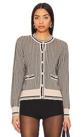 Autumn Cashmere Textured Two Tone Cardigan In Latte Black at Revolve