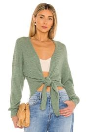 Autumn Cashmere Tie Front Rib Cardigan at Revolve