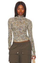 Autumn Cashmere Tiger Print Distressed Second Skin Mock at Revolve