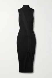 Ava Lace-Up Ribbed-Knit Turtleneck Midi Dress by Jonathan Simkhai at Net A Porter