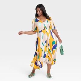 Ava Viv Short Sleeve Button Front Shirtdress at Target