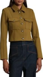 Avec Les Filles Crop Stretch Ponte Military Jacket at Nordstrom