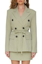 Avec Les Filles Double Breasted Gingham Blazer at Nordstrom