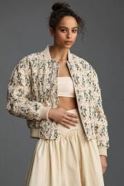 Avec Les Filles Embroidered Daisy Bomber Jacket at Anthropologie