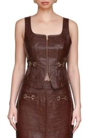 Avec Les Filles Equestrian Detail Faux Leather Vest at Nordstrom