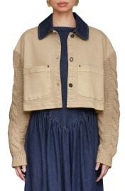 Avec Les Filles Knit Sleeve Crop Chore Jacket at Nordstrom