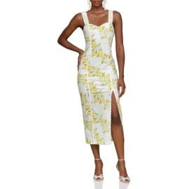 Avec Les Filles Lemon Print Stretch Cotton Dress at Nordstrom