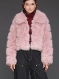 Avec Les Filles Luxe Faux Fur Paneled Coat in Blush at Victorias Secret