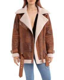 Avec Les Filles Oversized Faux Shearling Moto Jacket Bloomingdales at Bloomingdales