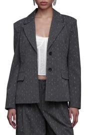 Avec Les Filles Rhinestone Detail Pinstripe Blazer at Nordstrom