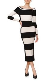 Avec Les Filles Stripe Off the Shoulder Long Sleeve Maxi Sweater Dress at Nordstrom