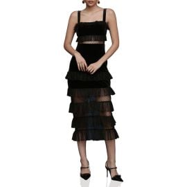 Avec Les Filles Tiered Ruffle Velvet Maxi Dress at Nordstrom
