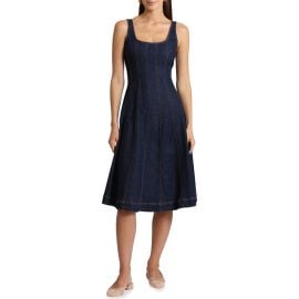 Avec Les Filles Topstitch Sleeveless Denim Midi Dress at Nordstrom