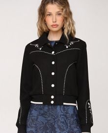 Avec Les Filles Women39s Western Bomber Piping and Embroidery Jacket - Macy39s at Macys