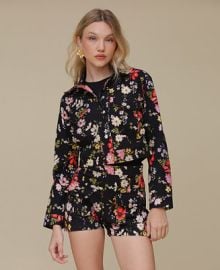 Avec Les Filles Womens Cotton Cropped Printed Jacket - Macys at Macys