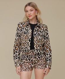 Avec Les Filles Womens Cotton Cropped Printed Jacket - Macys at Macys