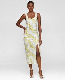 Avec Les Filles Womens Lemon-Print Bodycon Midi Dress - Macys at Macys