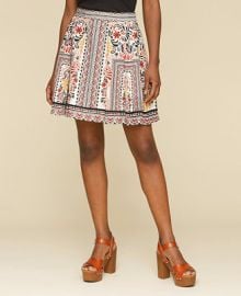 Avec Les Filles Womens Printed Linen-Blend Pleated Mini Skirt - Macys at Macys