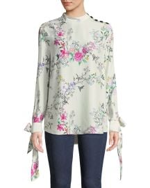 Avelaine Long-Sleeve Tie-Cuffs Floral-Print Blouse at Nemain Marcus