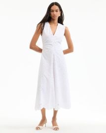 Aven Eyelet Midi Dress in White at Veronica Beard