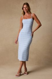 Avia Light Blue Textured Ruffled Midi Dress at Lulus