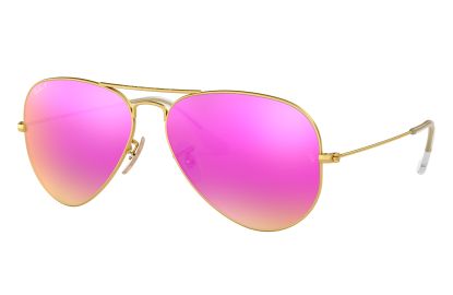 Aviator Flash Lenses Sunglasses in Gold and Cyclamen - RB3025 Ray-Ban US at Ray Ban