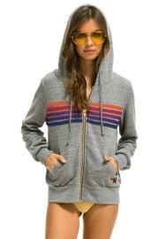 Aviator Nation 5 Stripe Hoodie - Heather GreyPurpleOrange Garmentory at Garmentory