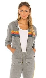 Aviator Nation 5 Stripe Zip Hoodie In Heather Grey at Revolve