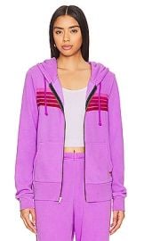 Aviator Nation 5 Stripe Zip Hoodie In Neon Purple Pink at Revolve