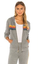 Aviator Nation 5 Stripe Zip Hoodie in Heather Grey from Revolve com at Revolve