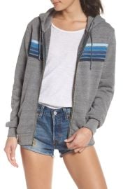 Aviator Nation 5 Stripe Zip Hoodie in Heather Sweater at Nordstrom