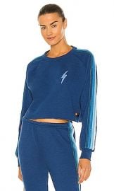 Aviator Nation Bolt Embroidery Cropped Classic Sweatshirt in Royal  Light Blue at Revolve