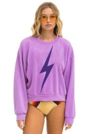 Aviator Nation Bolt Relaxed Crew Sweatshirt in Neon Purple Purple at Aviator Nation