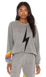 Aviator Nation Bolt Stitch Chevron Crew Sweatshirt In Heather Neon Rainbow at Revolve