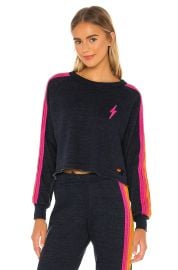 Aviator Nation Bolt Sweatshirt in Heather Navy Neon at Revolve