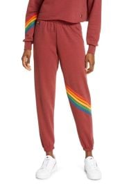 Aviator Nation Chevron Stripe Joggers in Claret/Neon Pink Rainbow at Nordstrom