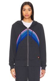 Aviator Nation Mountain Stitch Chevron Hoodie in Charcoal Blue Purple at Revolve