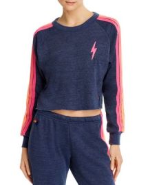 Aviator Nation Striped Cropped Sweatshirt   Bloomingdales at Bloomingdales