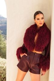 Awaken Leather and Mongolian Wool Cropped Jacket in Burgundy - at Lisa Maree