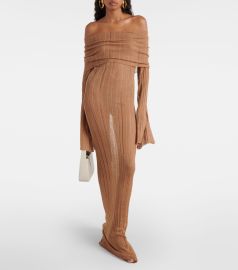 Aya Muse Atra off shoulder linen blend maxi dress at Mytheresa