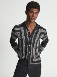 Aztec Print Casual Shirt in Black REISS USA at Reiss